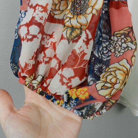 Watermelon Women's 2XL Knit Top Floral Sleeve Pullover Ivory Cream Multicolor - Picture 4 of 11